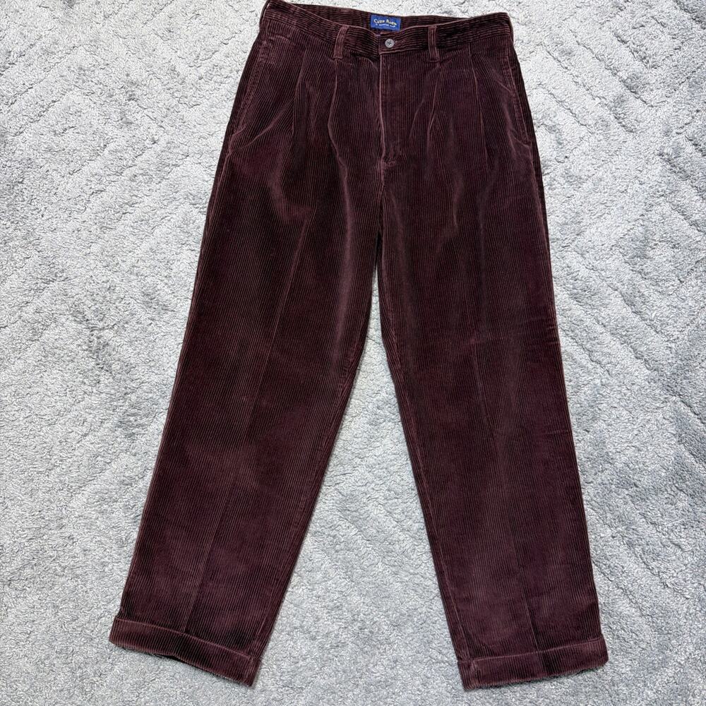 NEW Club Room Pants Mens 34 X29 Burgundy 8 Wale Soft Corduroy Chino Straight
